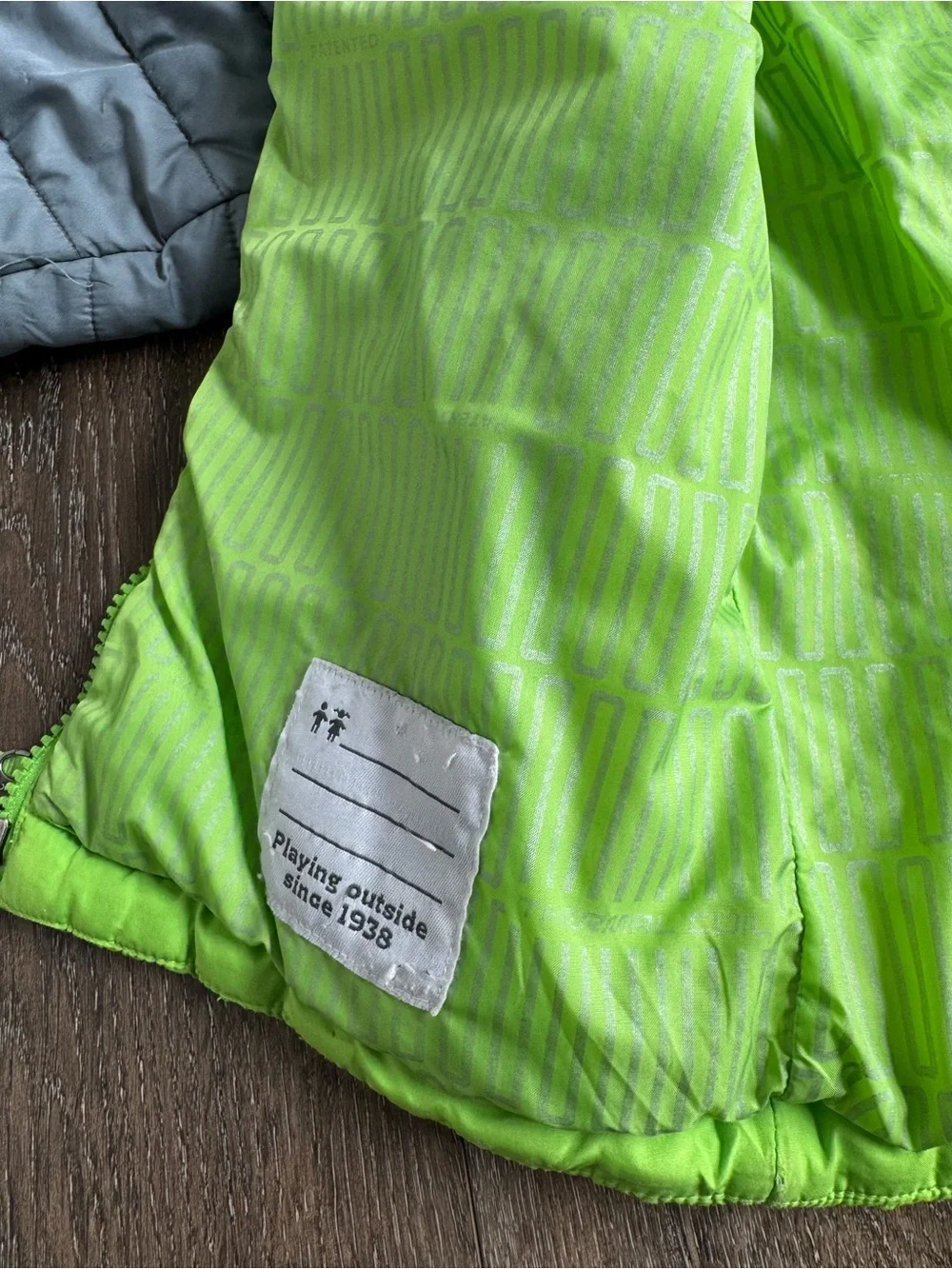 Columbia Kids Hooded Puffer Jacket - Gray & Bright Green Size XXS 4/5